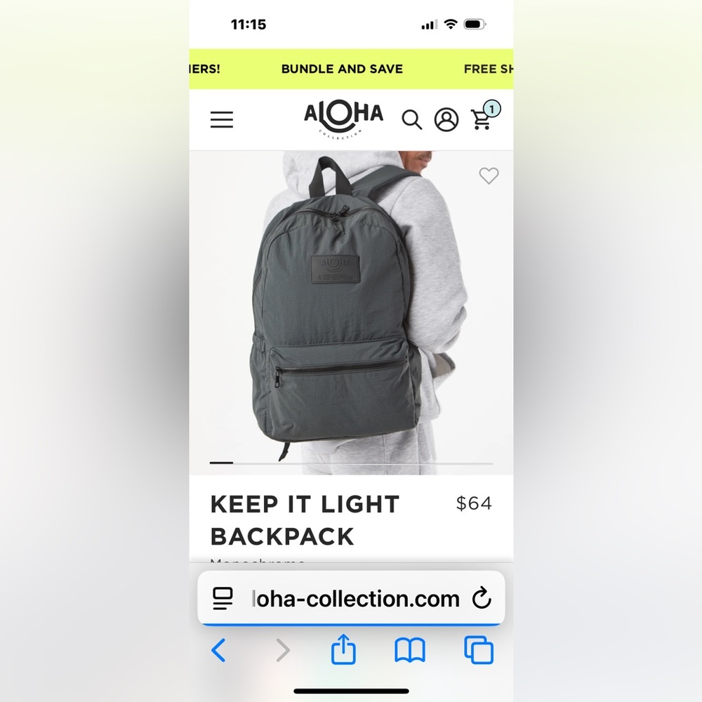 NEW Aloha Collection Keep it Light Backpack Monochrome.
